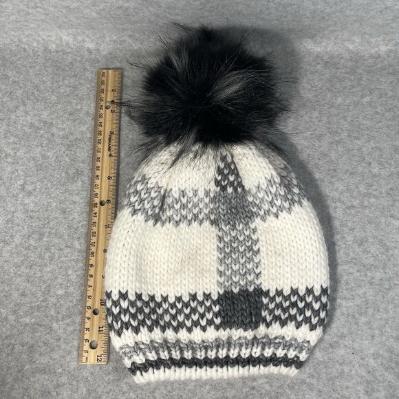 Nardi Tagliaferri Beanie Womens Wool Alpaca Blend Made‎ Italy Pom Pom Grey White - Picture 9 of 10